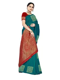 Alluring Teal Silk Blend Woven Design Women Saree with Blouse piece-thumb3