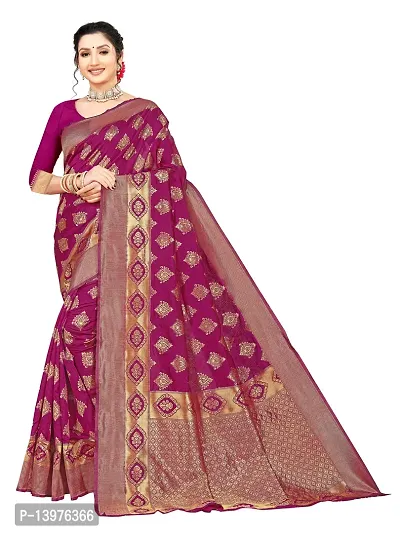 Alluring Purple Silk Blend Woven Design Women Saree with Blouse piece-thumb0