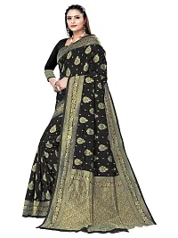 Alluring Black Silk Blend Woven Design Women Saree with Blouse piece-thumb3