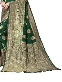 Alluring Green Silk Blend Woven Design Women Saree with Blouse piece-thumb2