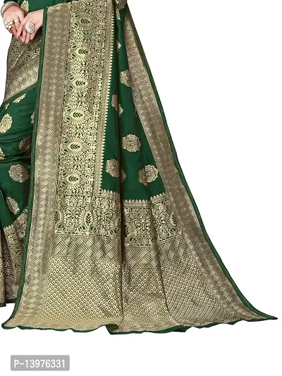 Alluring Green Silk Blend Woven Design Women Saree with Blouse piece-thumb3