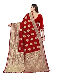 Alluring Red Silk Blend Woven Design Women Saree with Blouse piece-thumb1