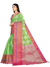 Alluring Green Silk Blend Woven Design Women Saree with Blouse piece-thumb3