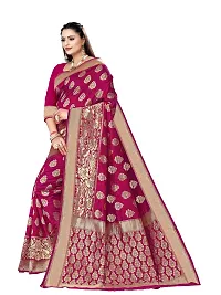 Alluring Pink Silk Blend Woven Design Women Saree with Blouse piece-thumb3