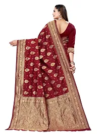 Alluring Maroon Silk Blend Woven Design Women Saree with Blouse piece-thumb1