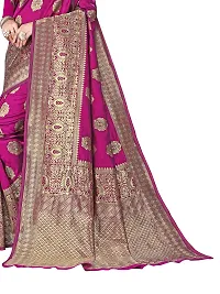 Alluring Pink Silk Blend Woven Design Women Saree with Blouse piece-thumb2