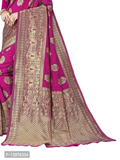 Alluring Pink Silk Blend Woven Design Women Saree with Blouse piece-thumb3