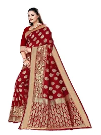 Alluring Red Silk Blend Woven Design Women Saree with Blouse piece-thumb3