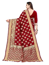 Alluring Red Silk Blend Woven Design Women Saree with Blouse piece-thumb1