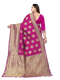 Alluring Pink Silk Blend Woven Design Women Saree with Blouse piece-thumb1