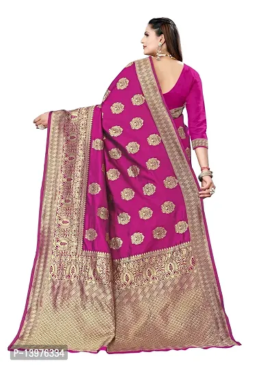 Alluring Pink Silk Blend Woven Design Women Saree with Blouse piece-thumb2