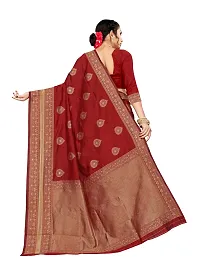 Alluring Maroon Silk Blend Woven Design Women Saree with Blouse piece-thumb1