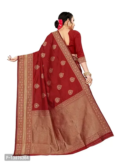 Alluring Maroon Silk Blend Woven Design Women Saree with Blouse piece-thumb2