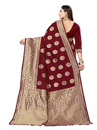 Alluring Maroon Silk Blend Woven Design Women Saree with Blouse piece-thumb1