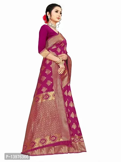 Alluring Purple Silk Blend Woven Design Women Saree with Blouse piece-thumb3