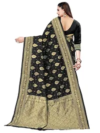 Alluring Black Silk Blend Woven Design Women Saree with Blouse piece-thumb1