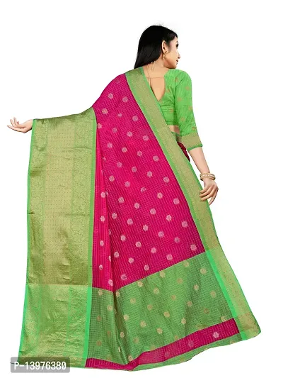 Alluring Pink Silk Blend Woven Design Women Saree with Blouse piece-thumb2