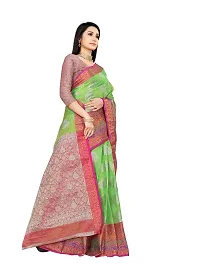 Alluring Green Silk Blend Woven Design Women Saree with Blouse piece-thumb2