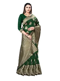 Alluring Green Silk Blend Woven Design Women Saree with Blouse piece-thumb4