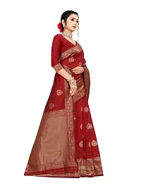 Alluring Maroon Silk Blend Woven Design Women Saree with Blouse piece-thumb2