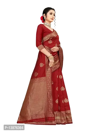 Alluring Maroon Silk Blend Woven Design Women Saree with Blouse piece-thumb3