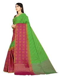 Alluring Dark Green Silk Blend Woven Design Women Saree with Blouse piece-thumb2