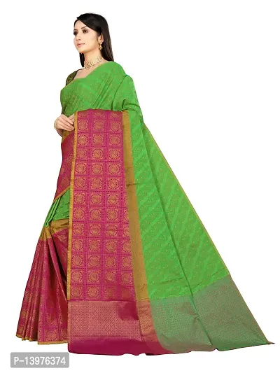 Alluring Dark Green Silk Blend Woven Design Women Saree with Blouse piece-thumb3