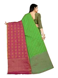 Alluring Dark Green Silk Blend Woven Design Women Saree with Blouse piece-thumb1