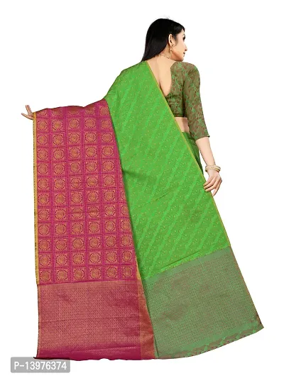 Alluring Dark Green Silk Blend Woven Design Women Saree with Blouse piece-thumb2