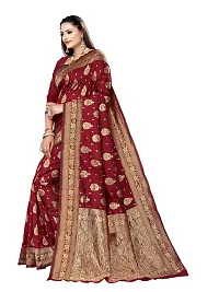 Alluring Maroon Silk Blend Woven Design Women Saree with Blouse piece-thumb3