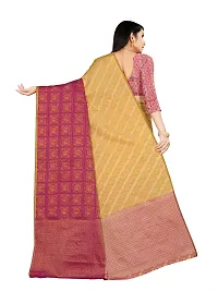 Alluring Yellow Silk Blend Woven Design Women Saree with Blouse piece-thumb1