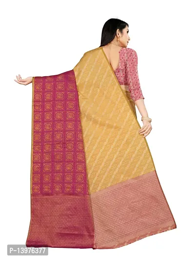 Alluring Yellow Silk Blend Woven Design Women Saree with Blouse piece-thumb2