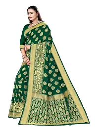 Alluring Dark Green Silk Blend Woven Design Women Saree with Blouse piece-thumb3