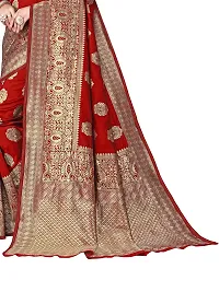 Alluring Red Silk Blend Woven Design Women Saree with Blouse piece-thumb2