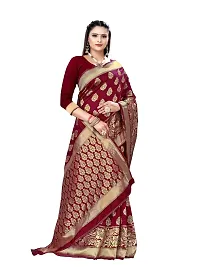 Alluring Maroon Silk Blend Woven Design Women Saree with Blouse piece-thumb4