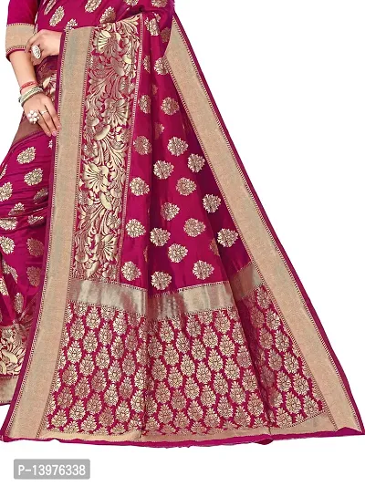 Alluring Pink Silk Blend Woven Design Women Saree with Blouse piece-thumb3