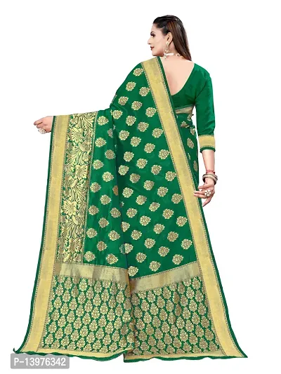 Alluring Light Green Silk Blend Woven Design Women Saree with Blouse piece-thumb2