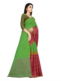 Alluring Dark Green Silk Blend Woven Design Women Saree with Blouse piece-thumb3