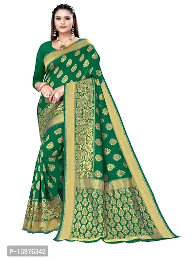 Alluring Light Green Silk Blend Woven Design Women Saree with Blouse piece-thumb0