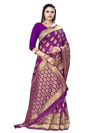 Alluring Purple Silk Blend Woven Design Women Saree with Blouse piece-thumb4