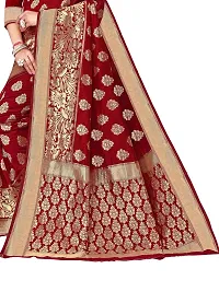 Alluring Red Silk Blend Woven Design Women Saree with Blouse piece-thumb2