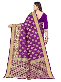 Alluring Purple Silk Blend Woven Design Women Saree with Blouse piece-thumb1