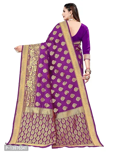 Alluring Purple Silk Blend Woven Design Women Saree with Blouse piece-thumb2