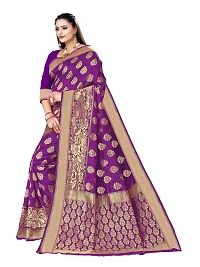 Alluring Purple Silk Blend Woven Design Women Saree with Blouse piece-thumb3