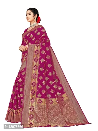 Alluring Purple Silk Blend Woven Design Women Saree with Blouse piece-thumb4