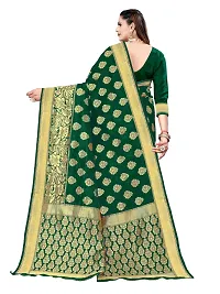 Alluring Dark Green Silk Blend Woven Design Women Saree with Blouse piece-thumb1