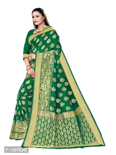 Alluring Light Green Silk Blend Woven Design Women Saree with Blouse piece-thumb4