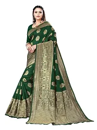 Alluring Green Silk Blend Woven Design Women Saree with Blouse piece-thumb3