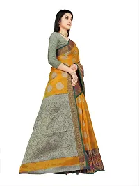 Alluring Yellow Silk Blend Woven Design Women Saree with Blouse piece-thumb2