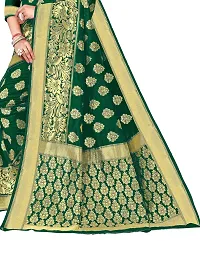 Alluring Dark Green Silk Blend Woven Design Women Saree with Blouse piece-thumb2